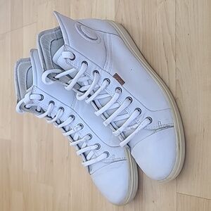 Ecco Soft Leather Lace-up Boots White Ladies Size 42